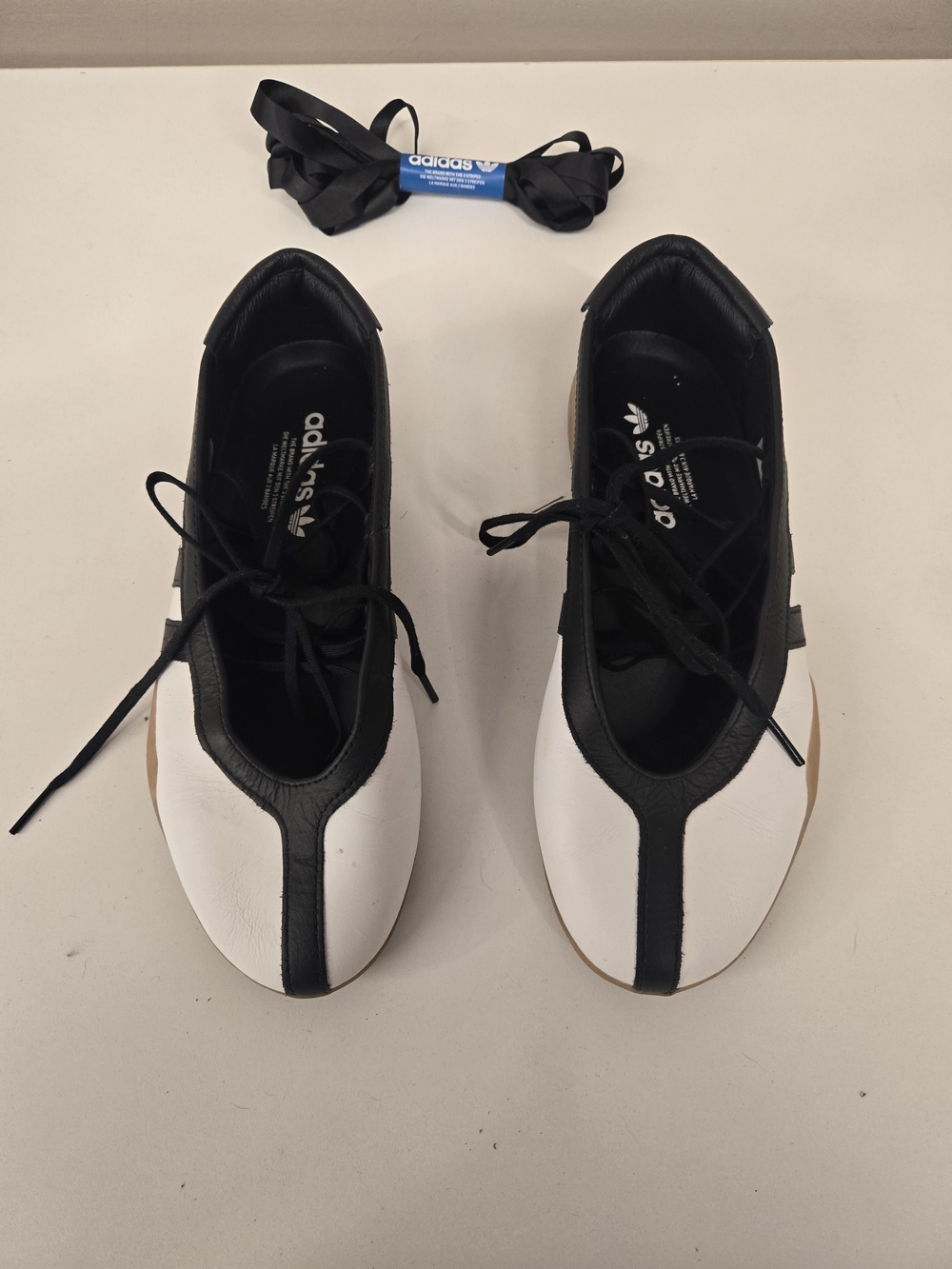 Adidas Taekwendo Mei Women’s Black and White Leather Lace-Up Sneakerinas